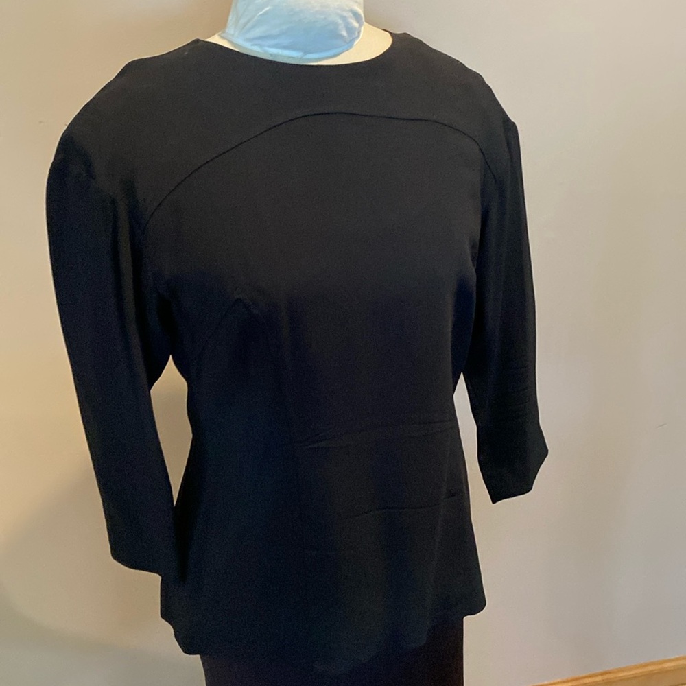 Three quarter length sleeve lined black blouse